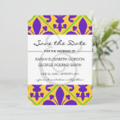 Mardi Gras Party New Orleans Fleur de Lis Save The Date (Staand voorkant)