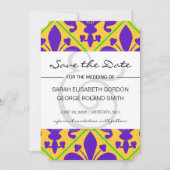 Mardi Gras Party New Orleans Fleur de Lis Save The Date (Voorkant)