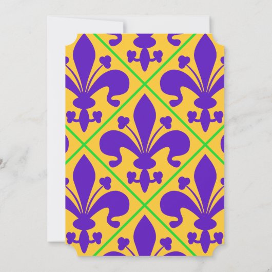 Mardi Gras Party New Orleans Fleur de Lis Save The Date (Achterkant)