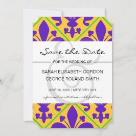 Mardi Gras Party New Orleans Fleur de Lis Save The Date