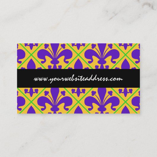 Mardi Gras Party New Orleans Fleur de Lis Visitekaartje (Achterkant)
