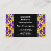 Mardi Gras Party New Orleans Fleur de Lis Visitekaartje (Voorkant)