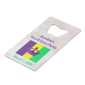 Mardi Gras Party Nola Creditkaart Flessenopener (Voorkant Gekanteld)