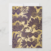 Mardi Gras Party Paarse Faux Gold Masker Harlequin Kaart (Achterkant)