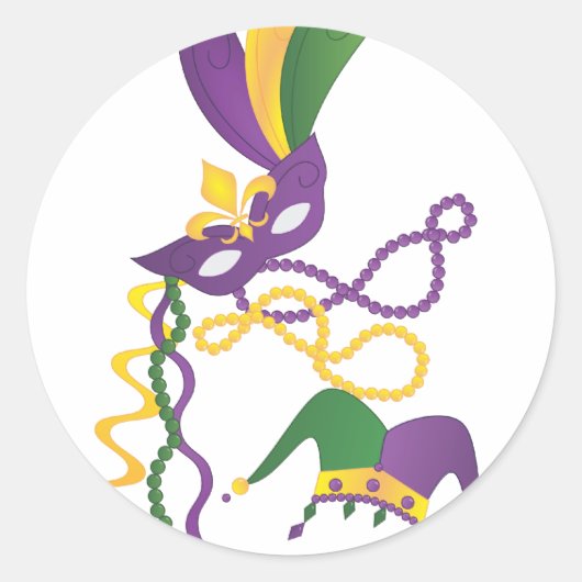 Mardi Gras Party Ronde Sticker (Voorkant)