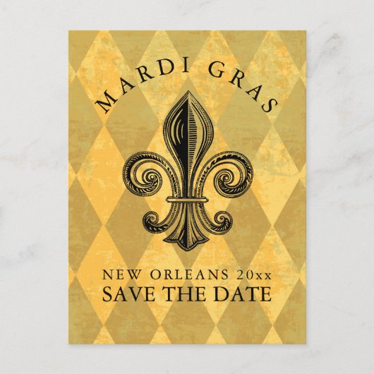 Mardi Gras Party Save the Date Aankondigingskaart (Voorkant)