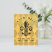 Mardi Gras Party Save the Date Aankondigingskaart (Staand voorkant)