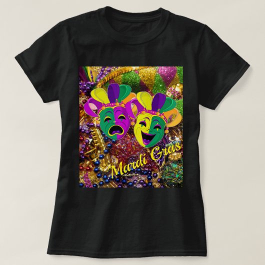 Mardi Gras Party  T-shirt met masker (Design voorkant)