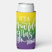 Mardi Gras Party Text Design Ombre Background Seltzer Blikjeskoeler (Seltzer Voorkant)