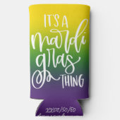 Mardi Gras Party Text Design Ombre Background Seltzer Blikjeskoeler (Achterkant)