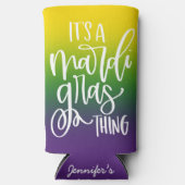 Mardi Gras Party Text Design Ombre Background Seltzer Blikjeskoeler (Voorkant)