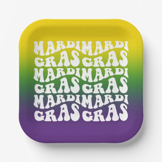 Mardi Gras Party Text Design Ombre Papieren Bordje (Voorkant)