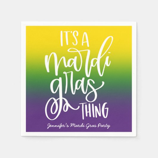 Mardi Gras Party Text Design Ombre Servet (Voorkant)