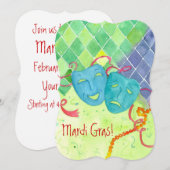 Mardi Gras Party Tragedy Komedie Masks Kaart (Voorkant / Achterkant)