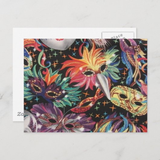 Mardi Gras Party Uitnodiging Briefkaart (Voorkant / Achterkant)