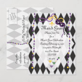 Mardi Gras Party Uitnodiging Briefkaart (Voorkant / Achterkant)