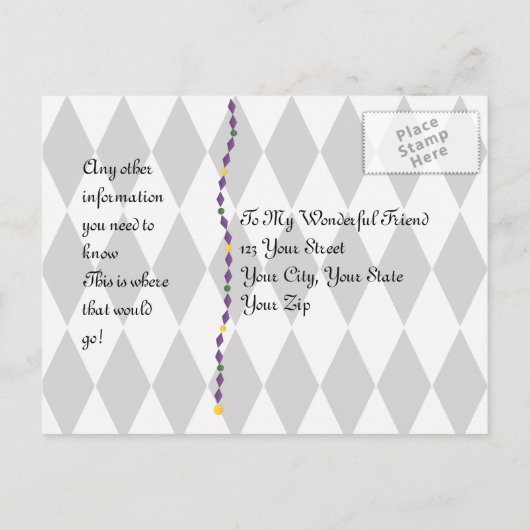 Mardi Gras Party Uitnodiging Briefkaart (Achterkant)