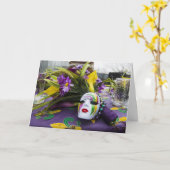 Mardi Gras Party Wenskaart Kaart (Gele Bloem)