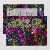 Mardi Gras Party "werpt" sjabloon DARK-uitnodiging Kaart (Voorkant / Achterkant)