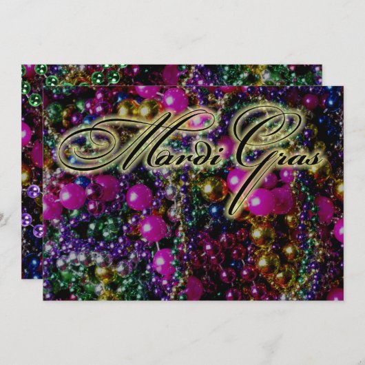 Mardi Gras Party "werpt" sjabloon DARK-uitnodiging Kaart (Voorkant / Achterkant)