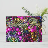 Mardi Gras Party "werpt" uitnodiging tot sjabloon (Staand voorkant)