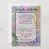 Mardi Gras Party "werpt" uitnodiging tot sjabloon (Achterkant)