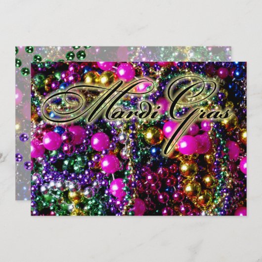 Mardi Gras Party "werpt" uitnodiging tot sjabloon (Voorkant / Achterkant)