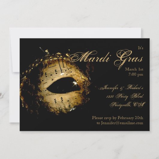 Mardi Gras Party (zwart en gouden masker) Kaart (Voorkant)