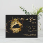 Mardi Gras Party (zwart en gouden masker) Kaart (Staand voorkant)