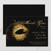 Mardi Gras Party (zwart en gouden masker) Kaart (Voorkant / Achterkant)