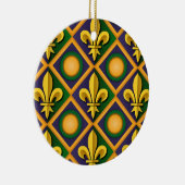 Mardi Gras-patroon met gouden fleur-de-lis Keramisch Ornament (Rechts)