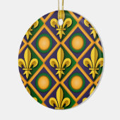 Mardi Gras-patroon met gouden fleur-de-lis Keramisch Ornament (Links)