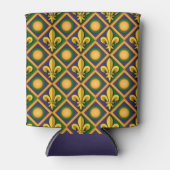 Mardi gras patroon met gouden vloour-de-lis blikjeskoeler (Voorkant)