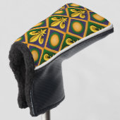 Mardi gras patroon met gouden vloour-de-lis golfheadcover (3/4 voorkant)