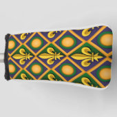 Mardi gras patroon met gouden vloour-de-lis golfheadcover (Voorkant)