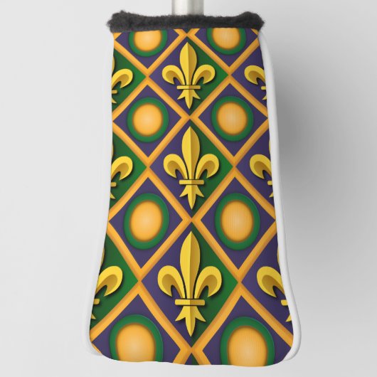 Mardi gras patroon met gouden vloour-de-lis golfheadcover (Draai 90)