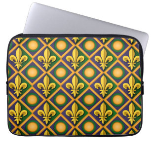 Mardi gras patroon met gouden vloour-de-lis laptop sleeve