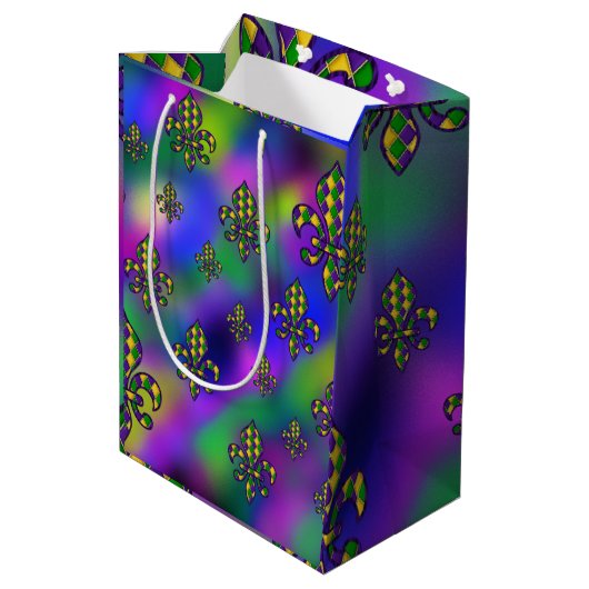 Mardi Gras Pattern Medium Cadeauzakje (Achterkant Gekanteld)