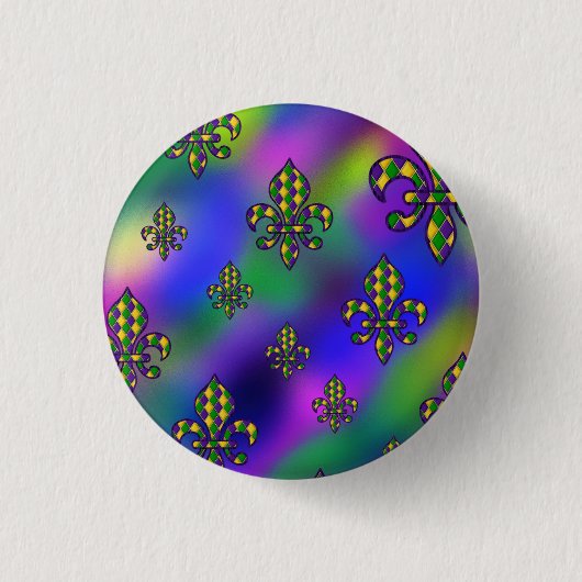Mardi Gras Pattern Ronde Button 3,2 Cm (Voorkant)