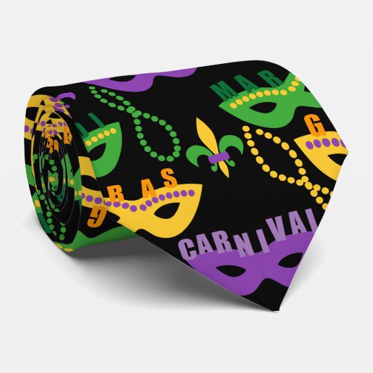 Mardi Gras Patterned Stropdas (Opgerold)