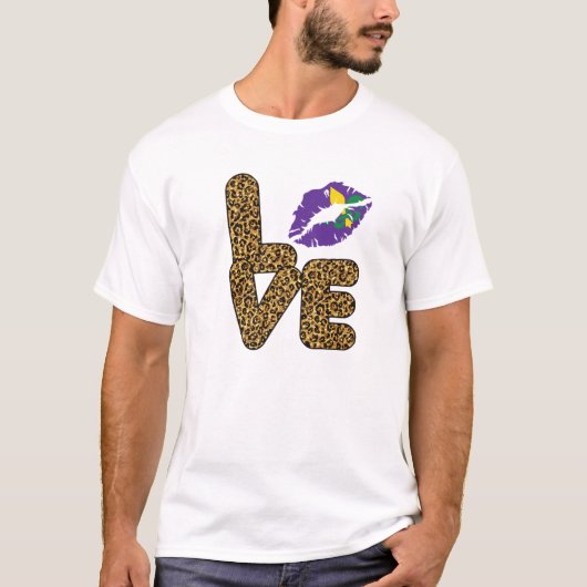 Mardi Gras Peace Love Funny Mardi Gras Carnival de T-shirt (Voorkant)
