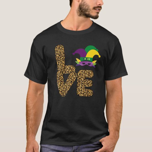 Mardi Gras Peace Love Funny Mardi Gras Carnival de T-shirt (Voorkant)