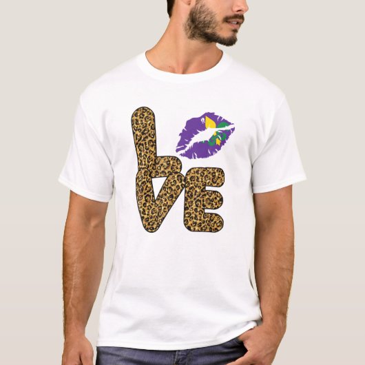 Mardi Gras Peace Love Funny Mardi Gras Carnival De T-shirt (Voorkant)