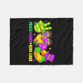 Mardi Gras Peace Love King Cake Funny Party Carniv Fleece Deken (Voorkant (Horizontaal))