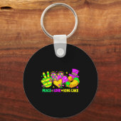 Mardi Gras Peace Love King Cake Funny Party Carniv Sleutelhanger (Voorkant)