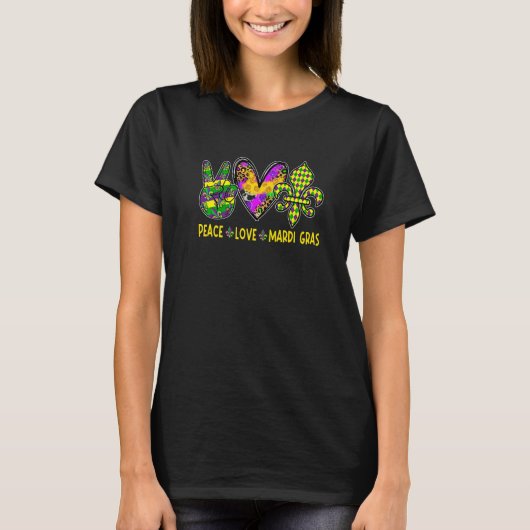 Mardi Gras Peace Love Mardi Gras Funny Mardi Gras T-shirt (Voorkant)