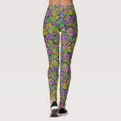 Mardi Gras Peace Signs in Purple Green and Gold Leggings (Achterkant)