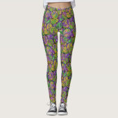 Mardi Gras Peace Signs in Purple Green and Gold Leggings (Voorkant)