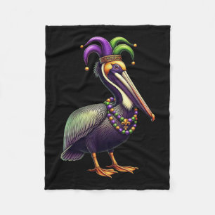 Mardi Gras Pelican Louisiana Parade Dierenvriend M Fleece Deken