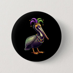 Mardi Gras Pelican Louisiana Parade Dierenvriend M Ronde Button 5,7 Cm